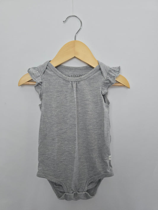 LouLou Lollipop Grey Ruffle Bodysuit • 6-12 months