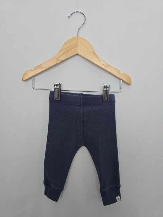 Zara Slate Blue Ribbed Leggings • 3-6 months