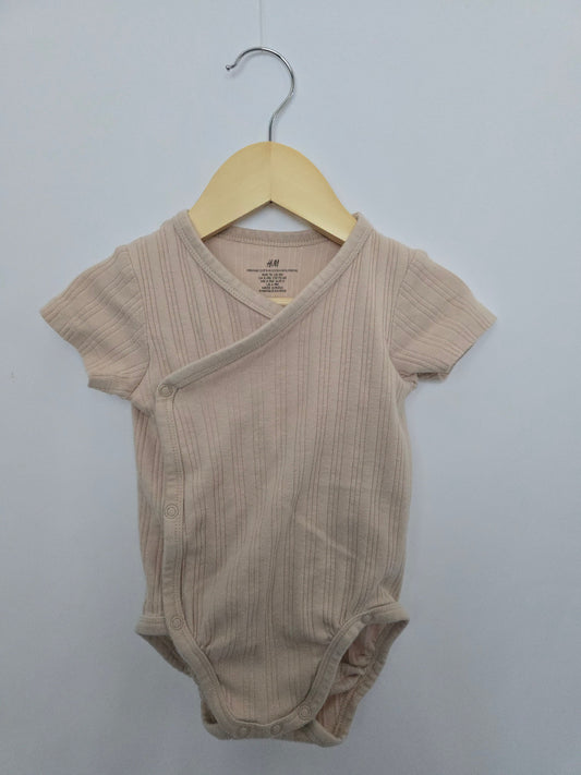 H&M Blush Ribbed Layette Bodysuit • 6-9 months