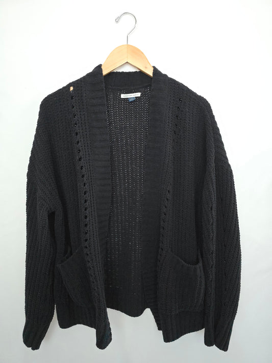American Black Chunky Knit Cardigan • X-Large