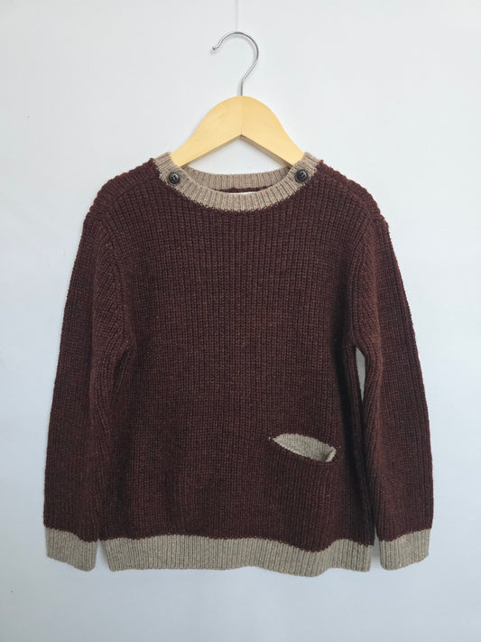 Zara Brick/Tan Chunky Knit Sweater • 3-4 years