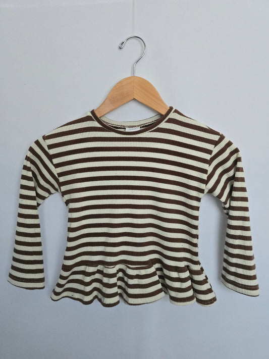 Zara Ribbed Striped Long Sleeve Peplum  • 6 years
