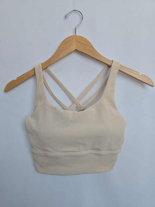 Lululemon Ribbed Cream Energy Bra • Medium (6)