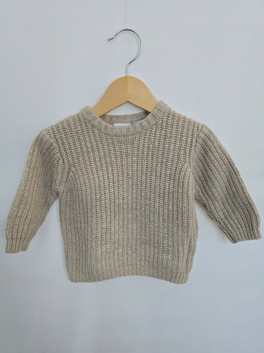 Zara Taupe Knit Sweater • 6-9 months