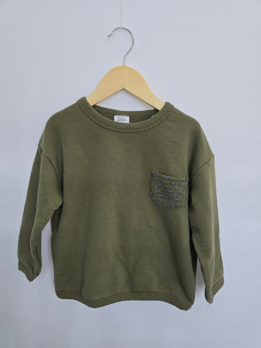 Zara Floral Pocket Crew • 3-4 years