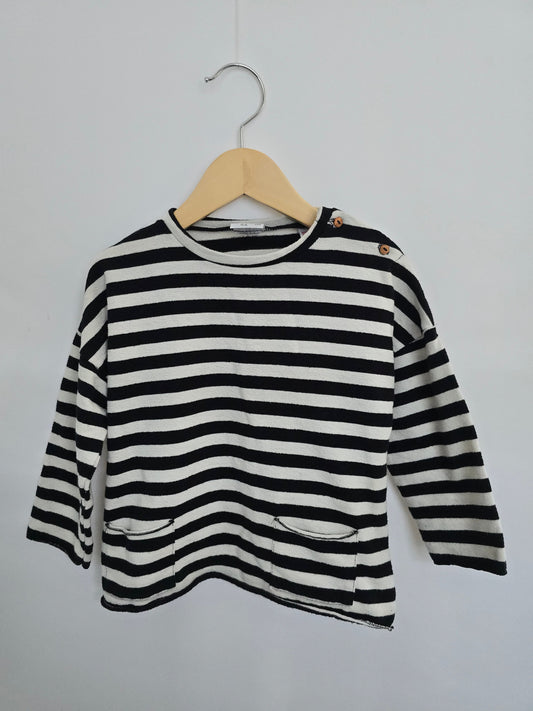 Zara Black/White Stripe Top • 3-4 years