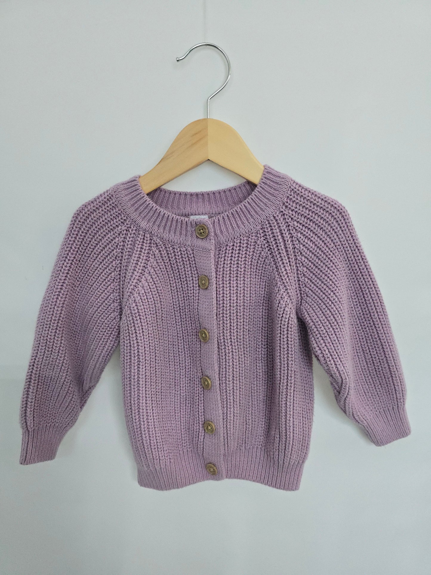 Rococo Lilac Chunky Knit Cardigan • 24 months