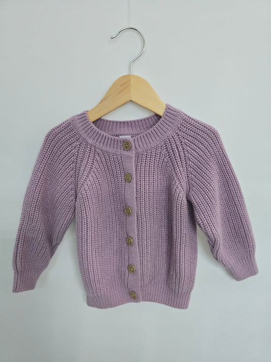 Rococo Lilac Chunky Knit Cardigan • 24 months