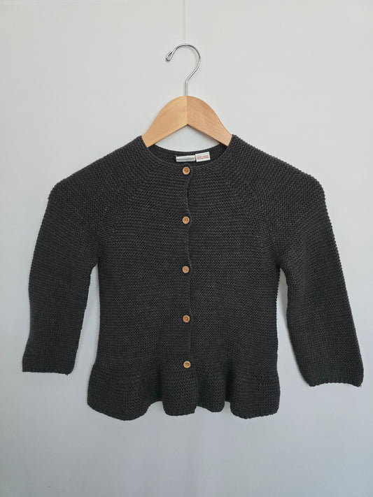 Zara Grey Knit Peplum Cardigan • 4-5 years