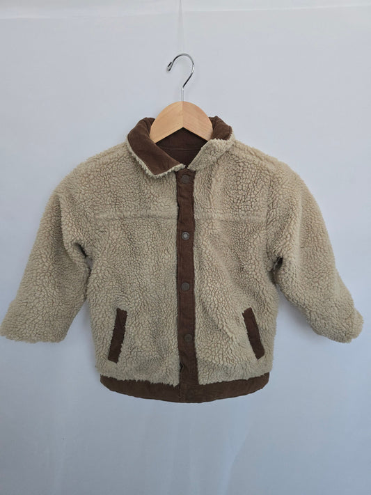 Zara Reversible Cord/Sherpa Coat • 5-6 years