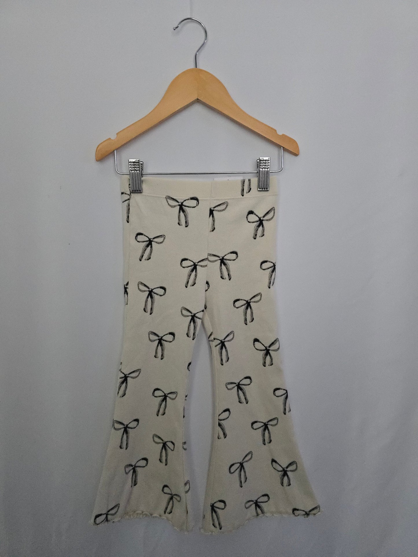 NEW Next Cream Ribbed Bow Flares • 2-3 years