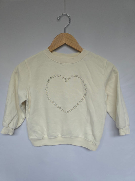 H&M Pearl Heart Crewneck • 4-6 years