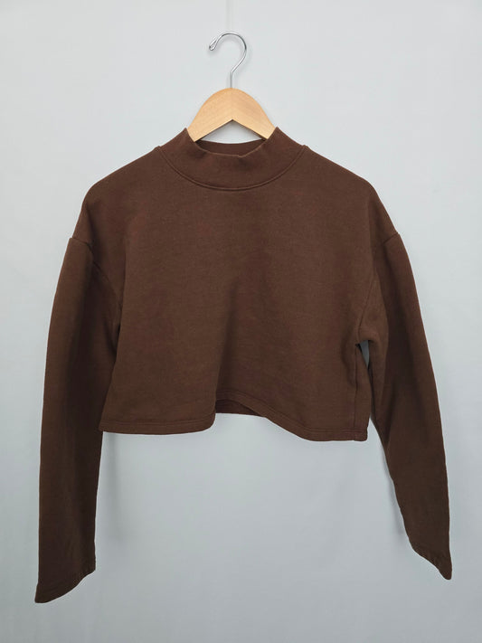 Oak & Fort Chocolate Cropped Crewneck • Small