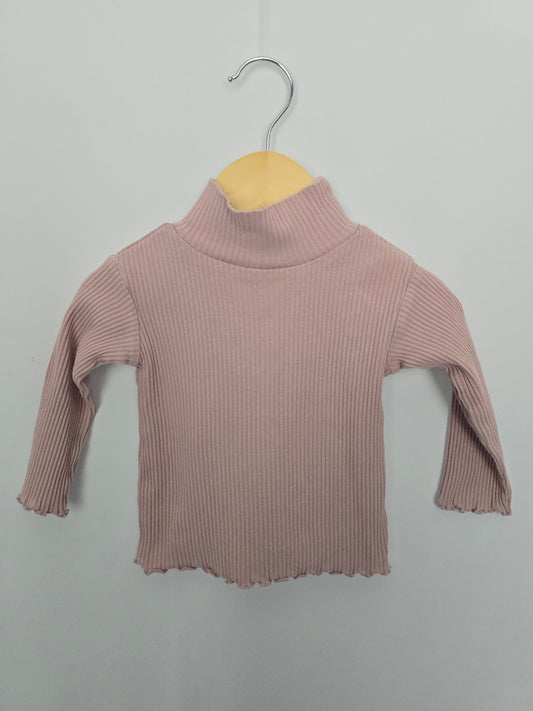 Zara Blush Ribbed Turtleneck • 12 months *size*