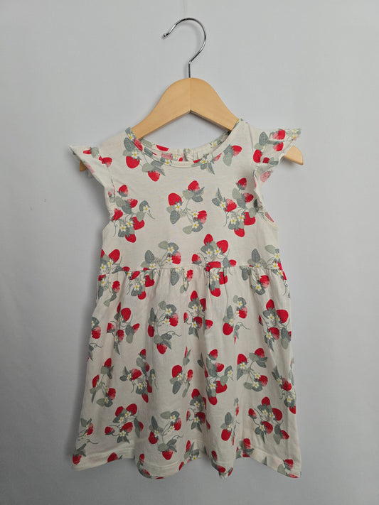 H&M Strawberry Ruffle Sleeve Dress • 18-24 months