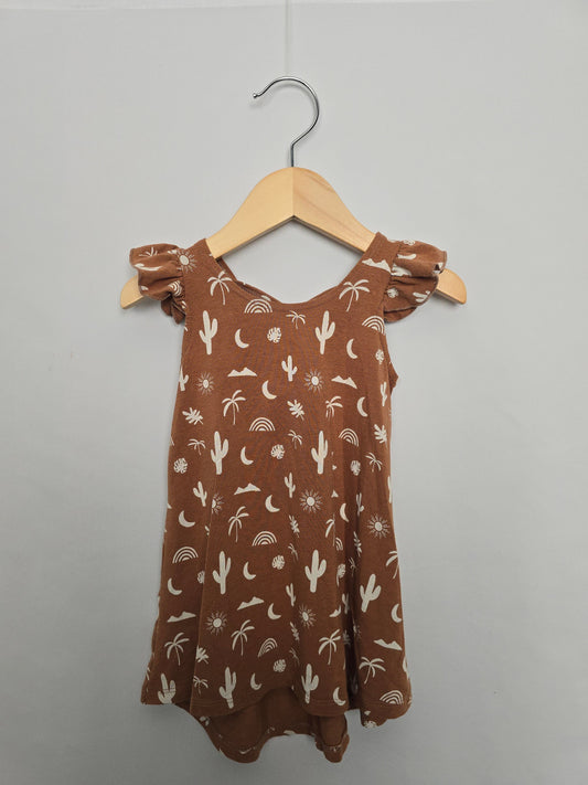Jax & Lennon Palm Desert Ruffle Shoulder Cross Back Tank Dress • 6-12 months