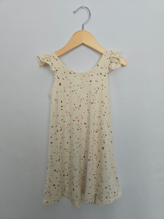Jax & Lennon Terrazzo Ruffle Shoulder Cross Back Tank Dress • 2-3 years