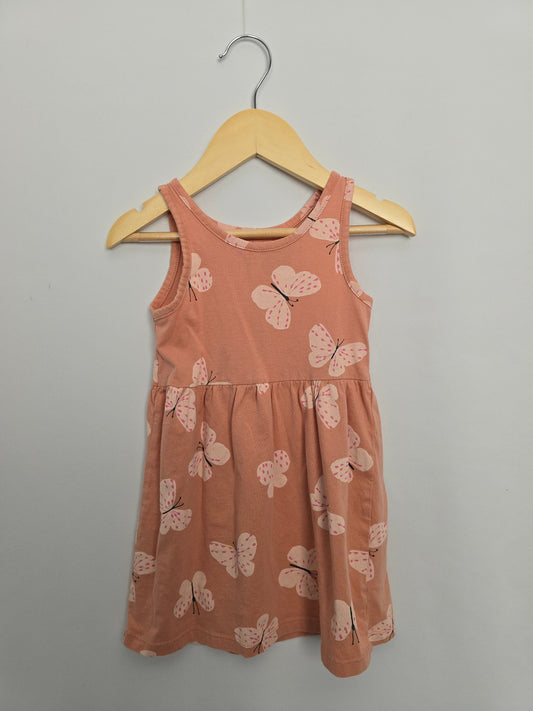 H&M Peach Butterfly Tank Dress • 18 months - 2 years