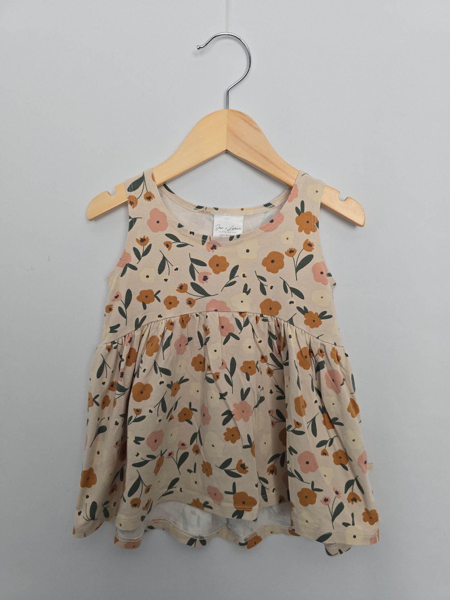 Jax & Lennon Summer Floral Peplum Tank • 2-3 years