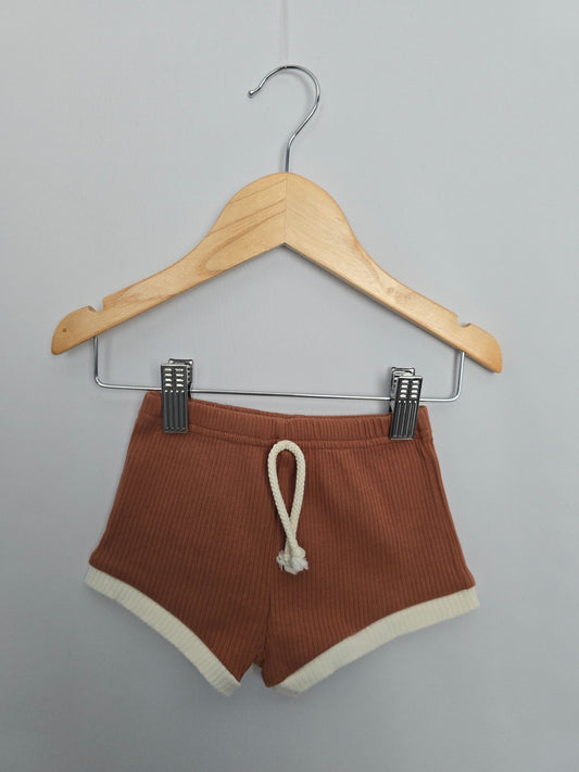 Quincy Mae Ribbed Terracotta Shorties • 12-18 months