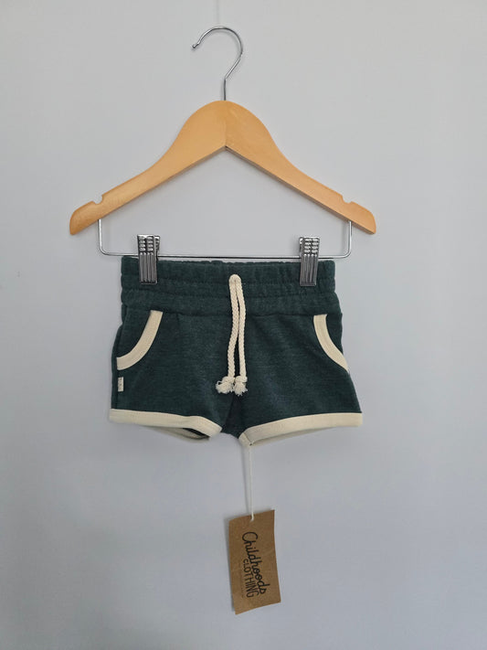 NEW Childhoods Grey Green Shorts • 12-18 months