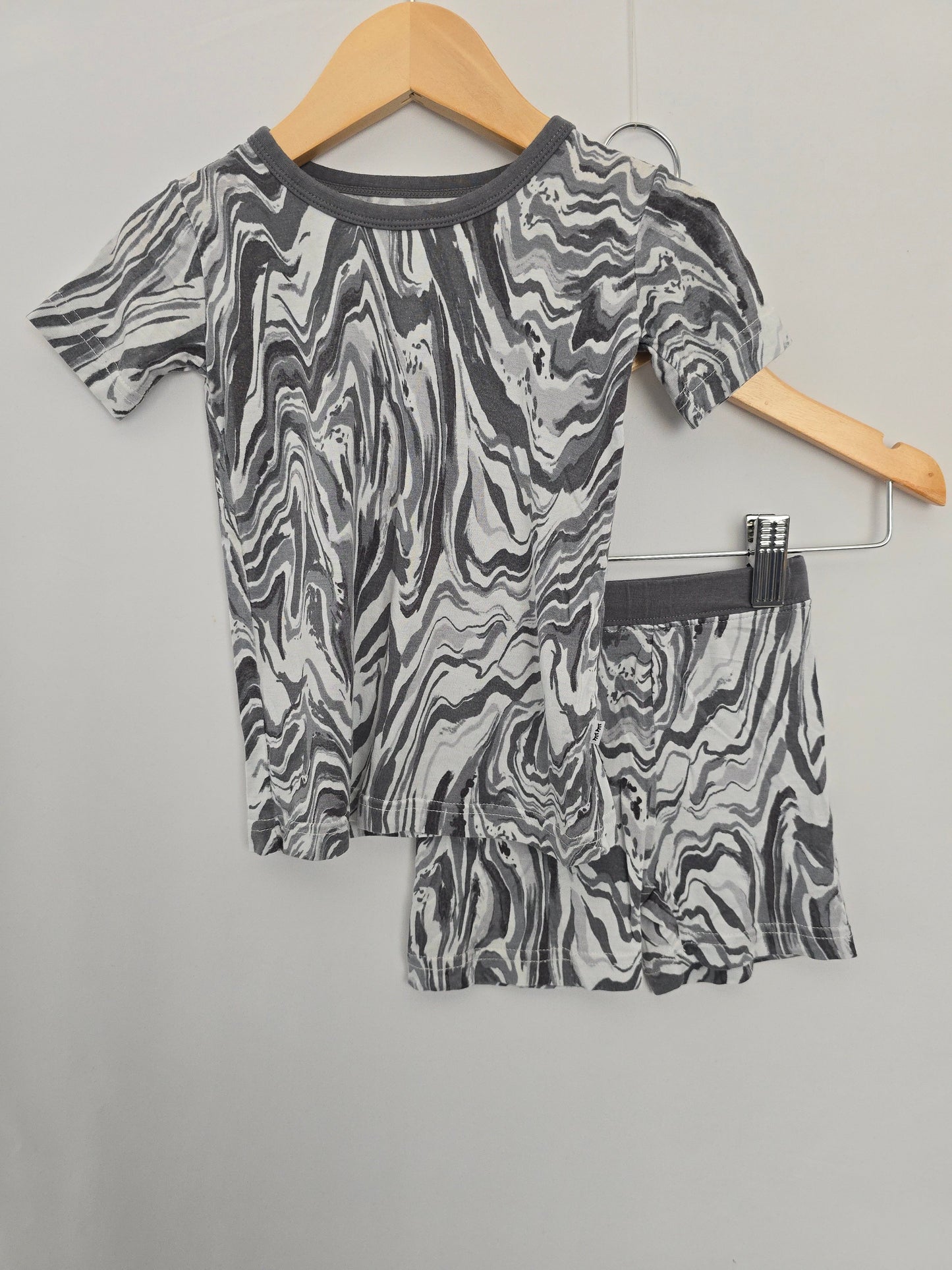 Little Sleepies Grey Marble Pajamas • 12-18 months