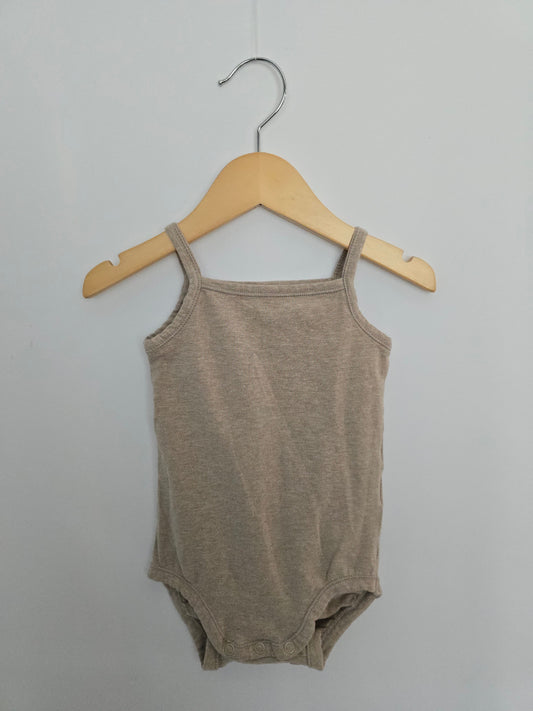 H&M Beige Organic Cotton Tank Bodysuit • 6-9 months