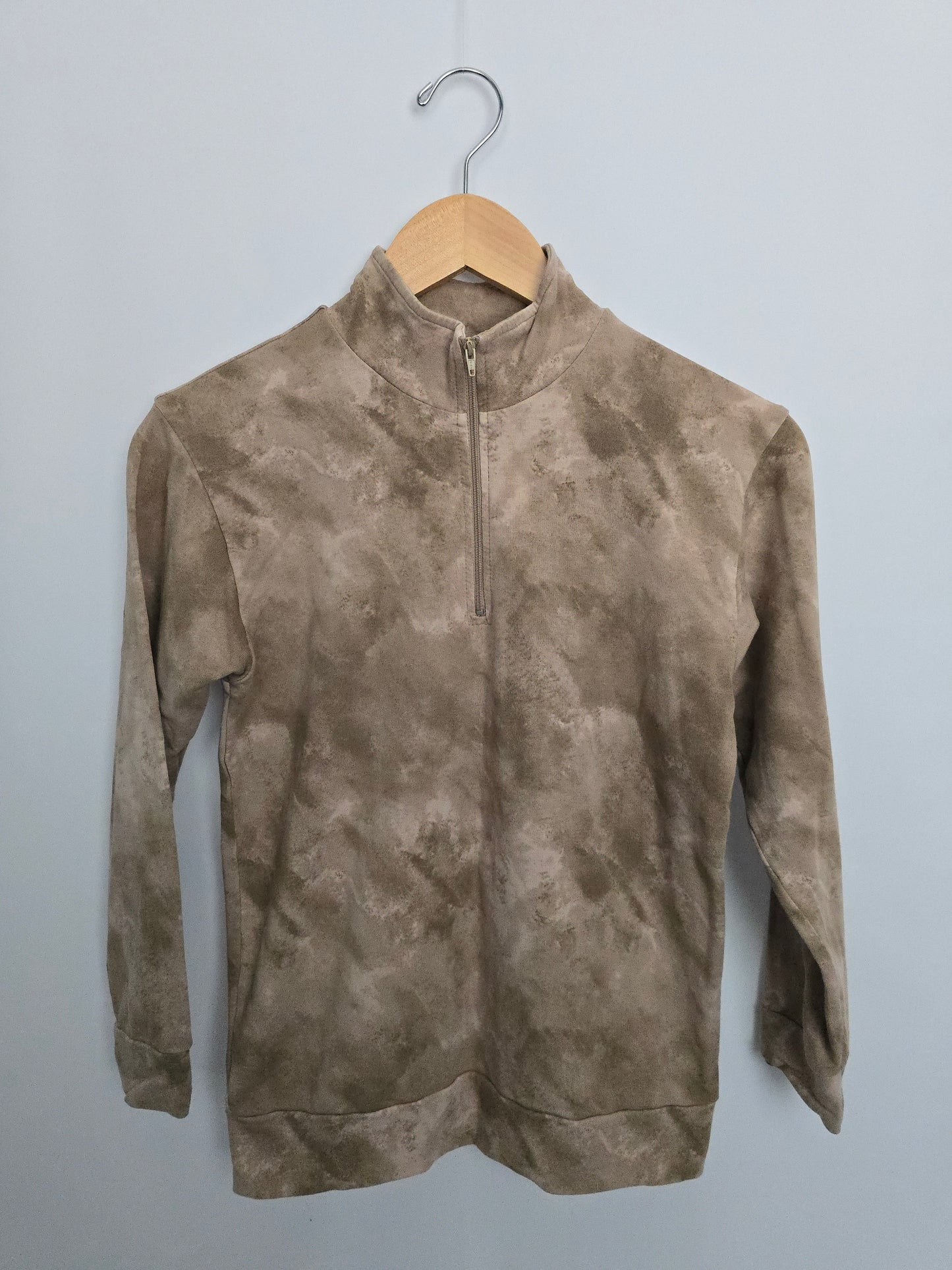 Jax & Lennon Tan Stonewash 1/4 Zip Crew • Youth Medium 8-9 years