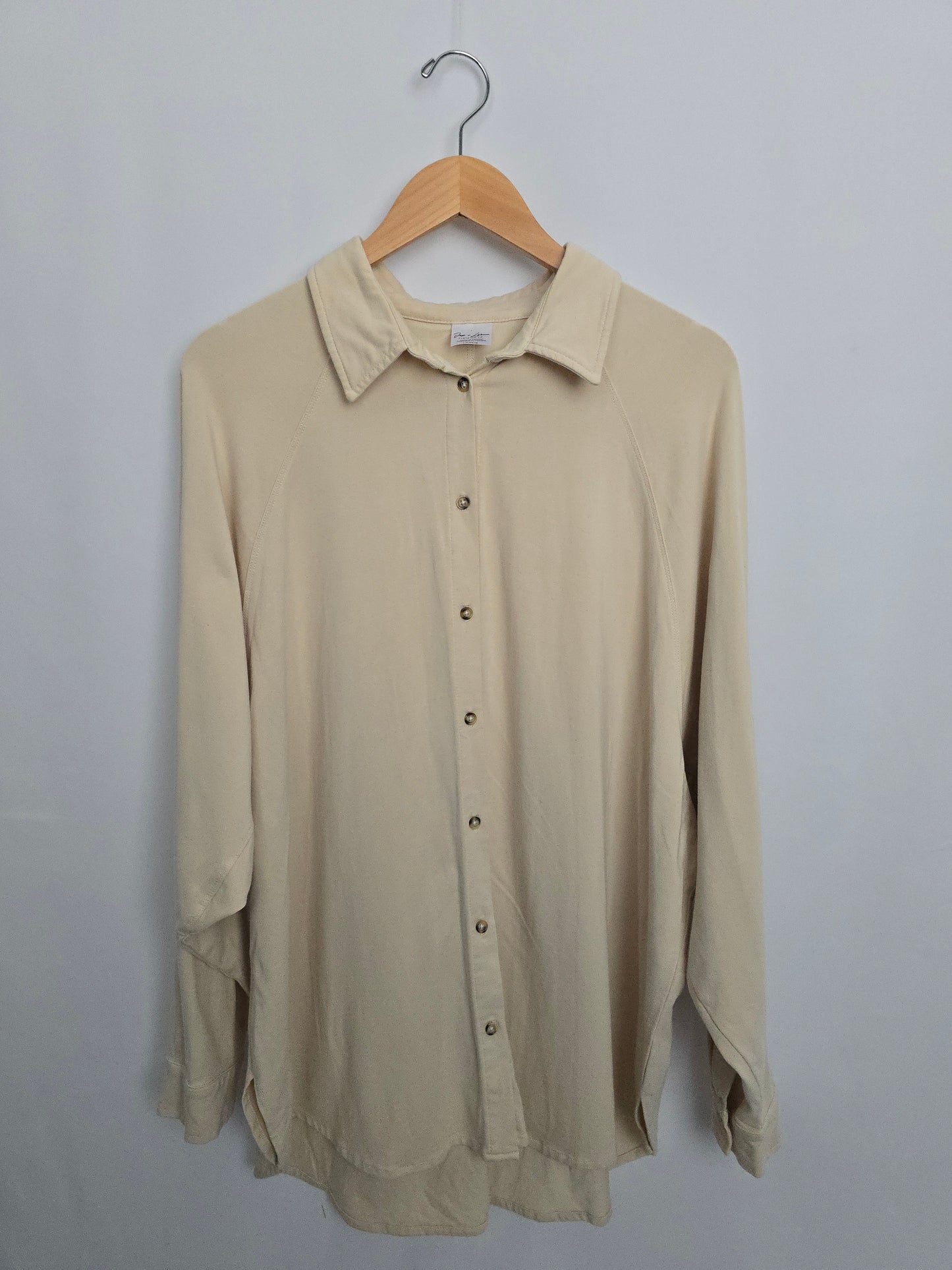 Jax & Lennon Cream Oversized Button Up • Large