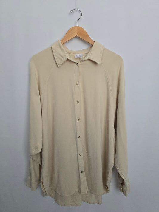 Jax & Lennon Cream Oversized Button Up • Large