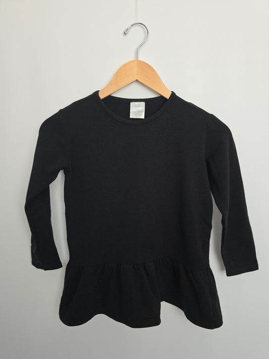 Tiny Button Apparel Black Fleece Peplum Tunic • 6-7 years