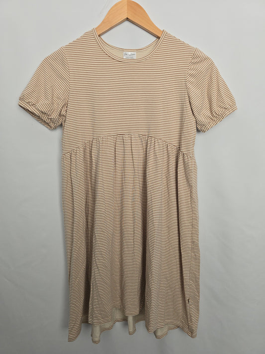 Jax & Lennon Latte Stripe Empire Dress • Youth X-Large 12-13 years