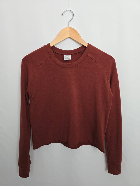 Jax & Lennon Cranberry Terry Cropped Crew • X-Small