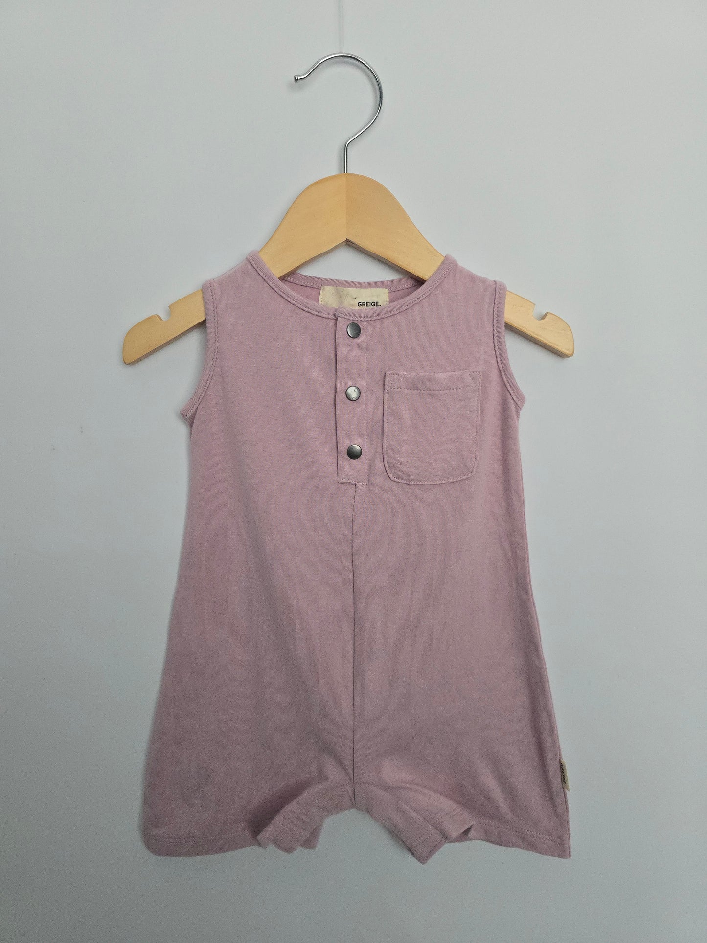 Greige Lilac Tank Romper • 0-3 months