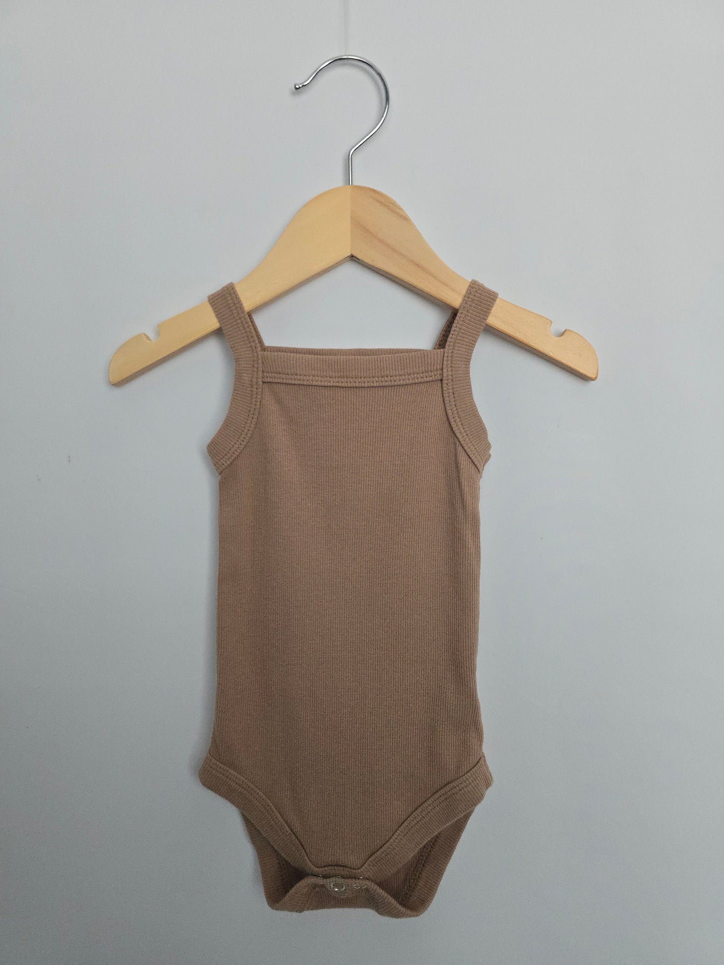Kindly the Label Taupe Ribbed Bodysuit • 3-6 months