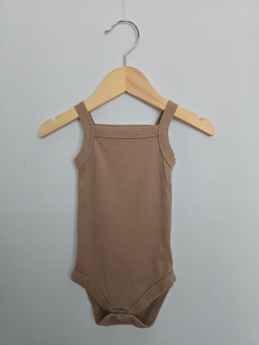 Kindly the Label Taupe Ribbed Bodysuit • 3-6 months