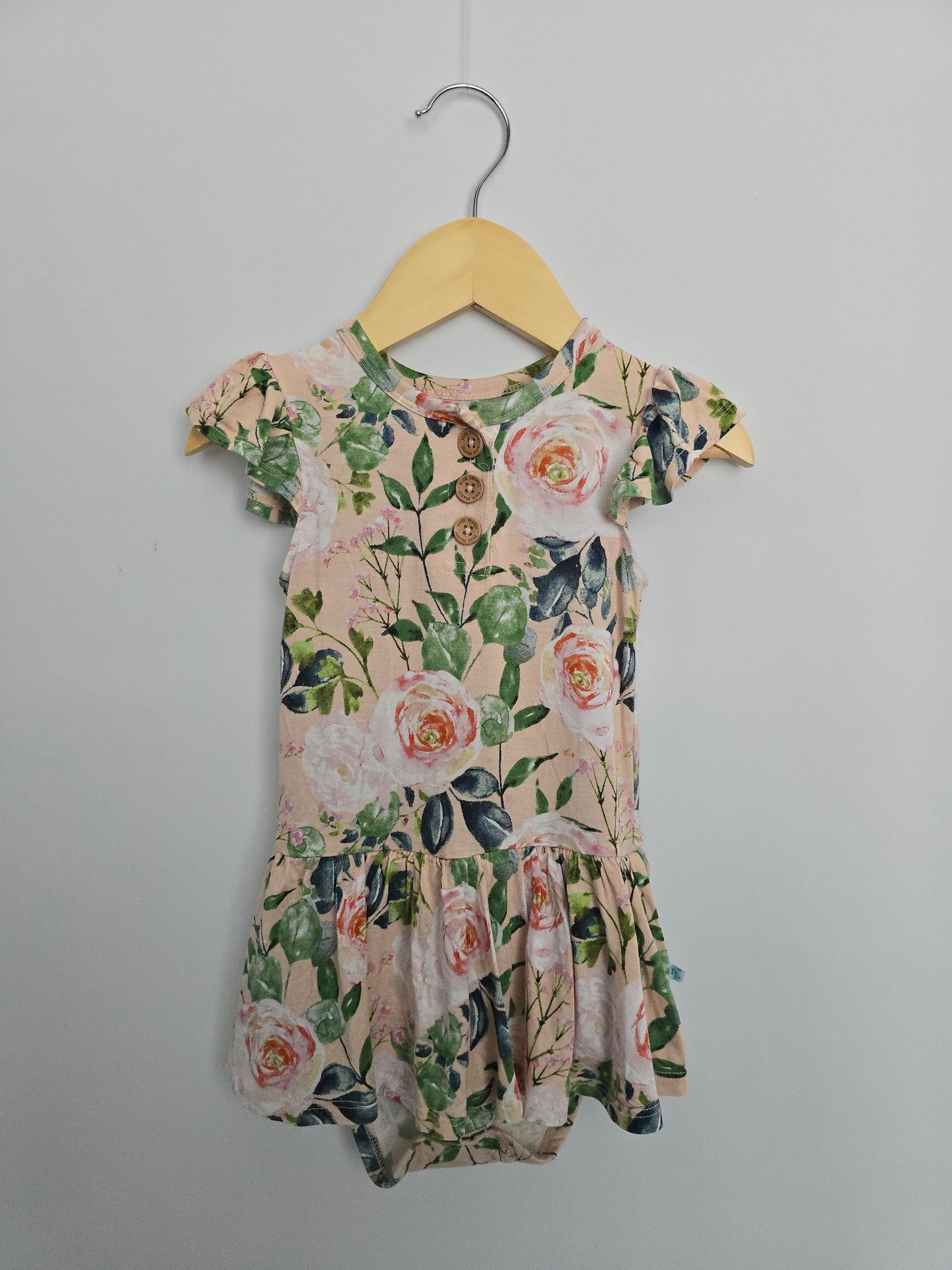 Posh Peanut  Blush Floral Twirl Bodysuit • 18-24 months