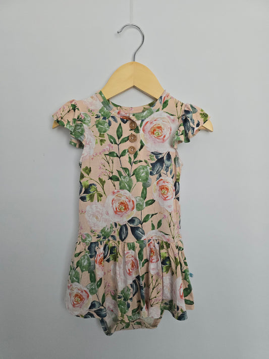 Posh Peanut  Blush Floral Twirl Bodysuit • 18-24 months