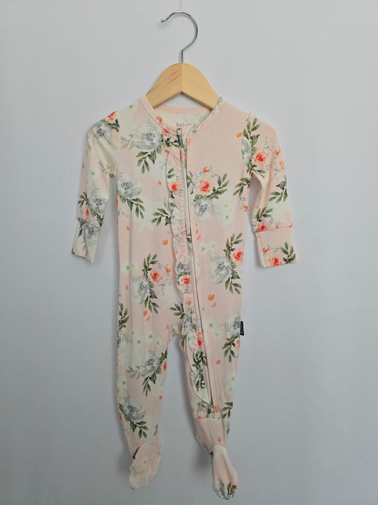 Belan J Blush Floral Zip Footie • 6-12 months