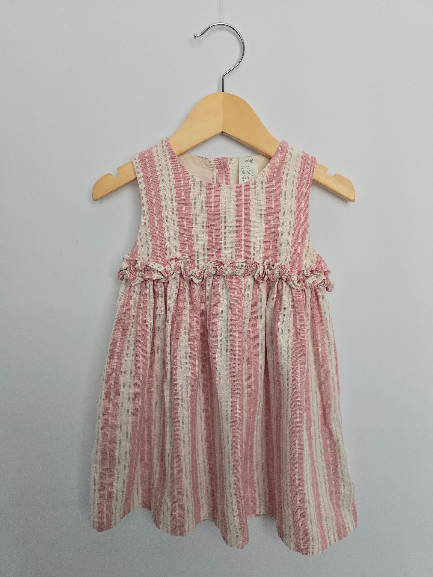 H&M Viscose/Linen Blend Stripe Dress • 12-18 months