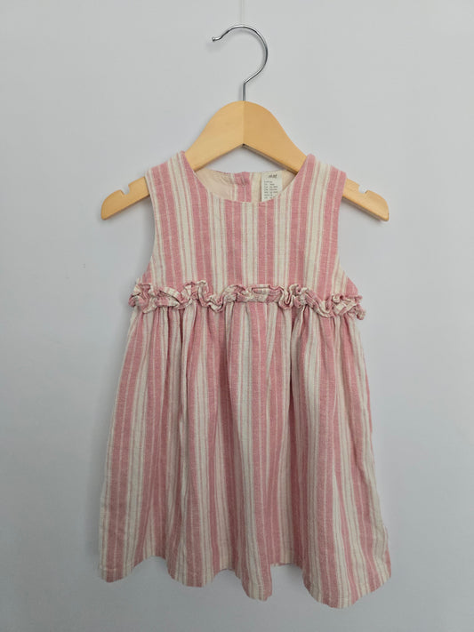 H&M Viscose/Linen Blend Stripe Dress • 12-18 months
