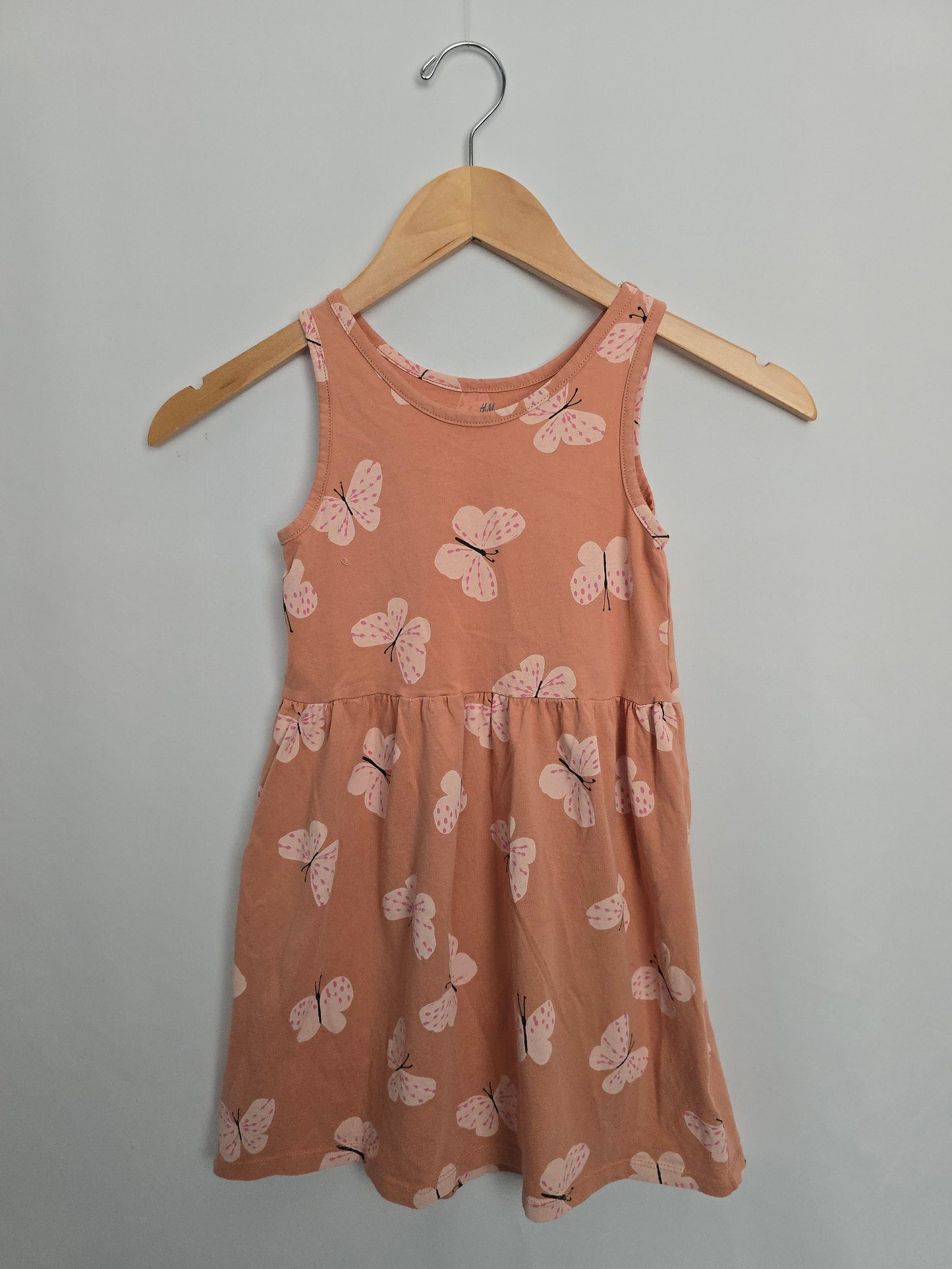 H&M Peach Butterfly Tank Dress • 6-8 years