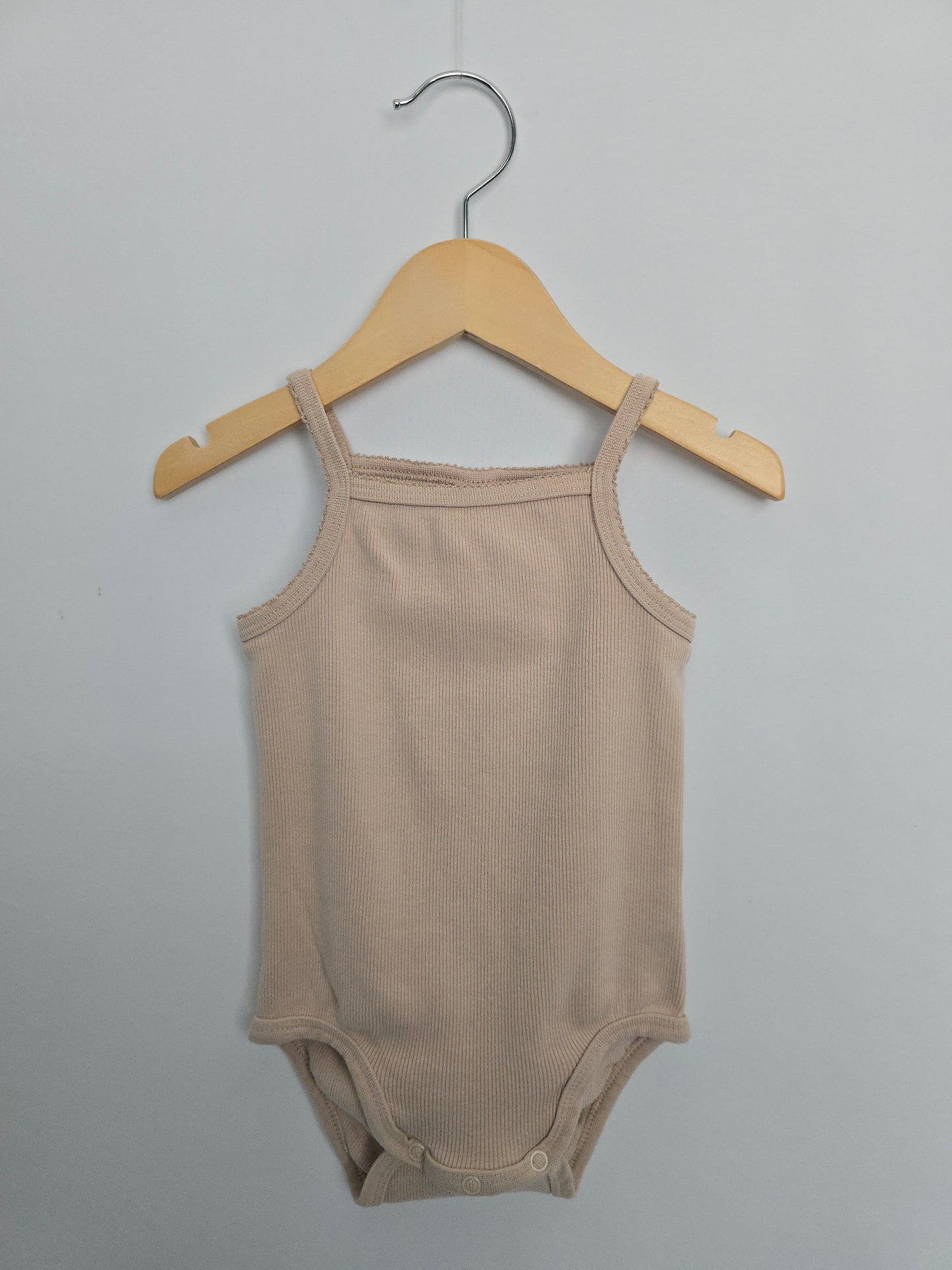 H&M Organic Cotton Nude Ribbed Tank Bodysuit • 12-18 months