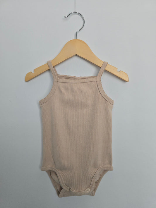H&M Organic Cotton Nude Ribbed Tank Bodysuit • 12-18 months
