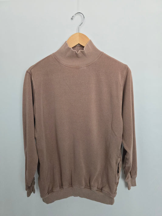 Aerie Cocoa Mock Neck Oversize Tunic Sweatshirt • XX-Small