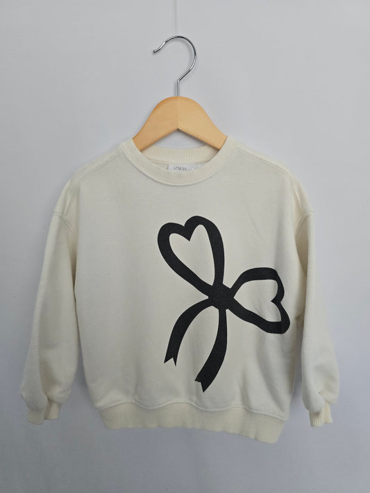 Zara Cream Bow Crewneck • 4 years