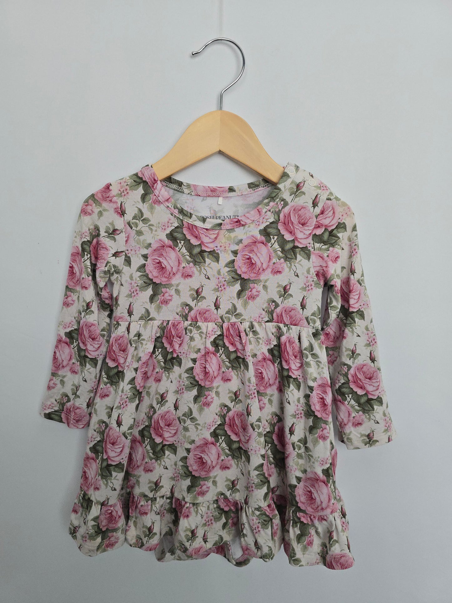 Posh Peanut Roses Ruffle Twirl Bodysuit *flaw* • 18-24 months