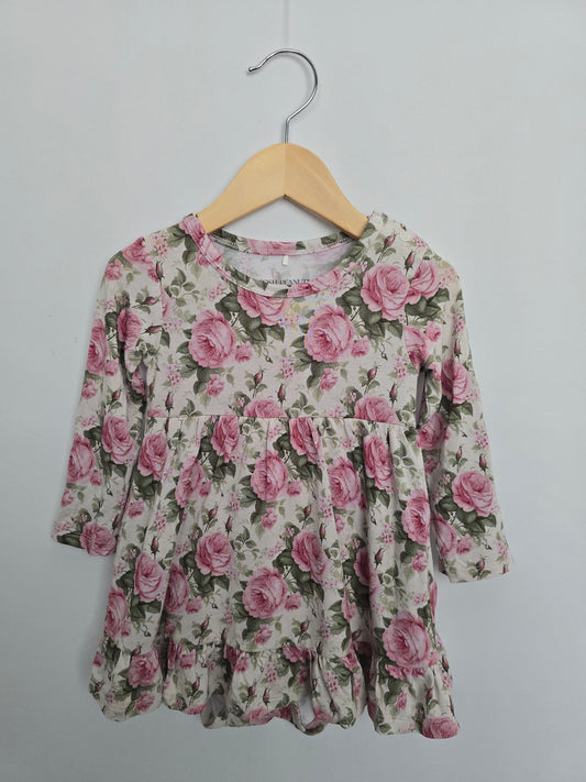 Posh Peanut Roses Ruffle Twirl Bodysuit *flaw* • 18-24 months