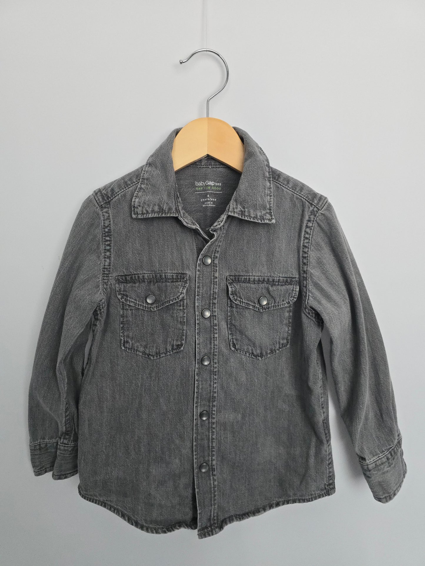 Baby Gap Grey Snap Up Shirt • 4 years