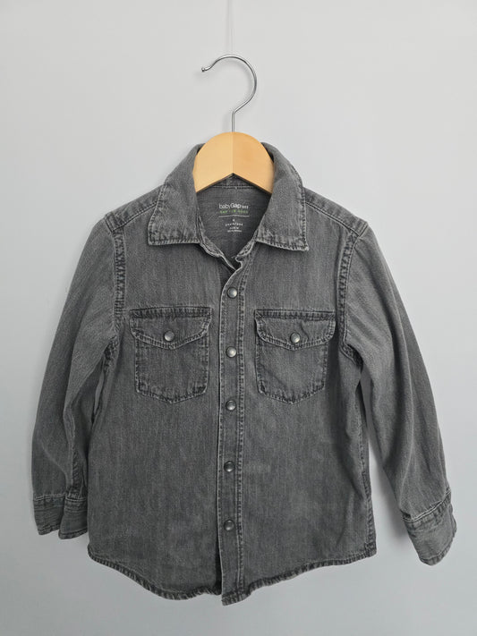 Baby Gap Grey Snap Up Shirt • 4 years